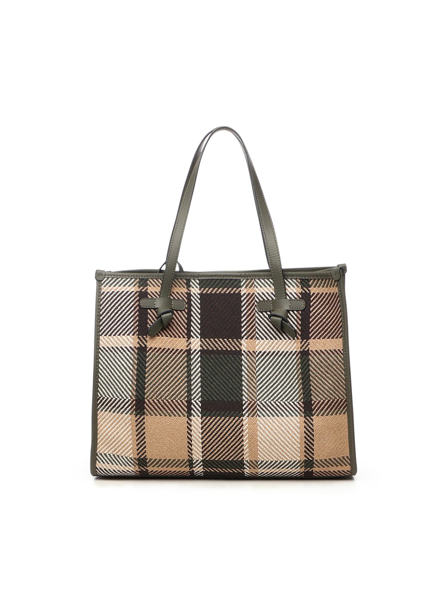 Gianni Chiarini Plaid Tote Bag Leather Handles