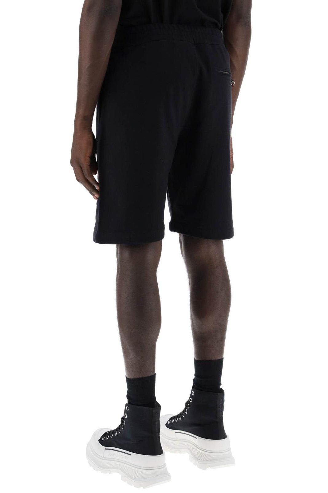 Alexander Mcqueen Jersey Graffiti Sweatshorts In Black