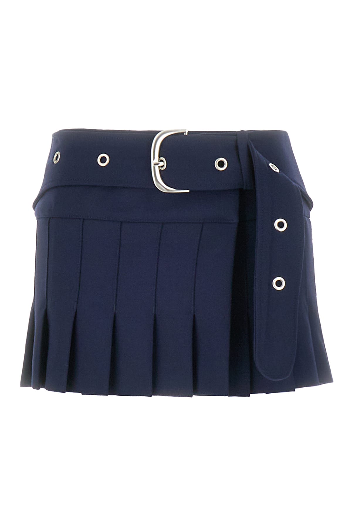 Shop Off-white Midnight Blue Stretch Wool Blend Mini Skirt In 4700