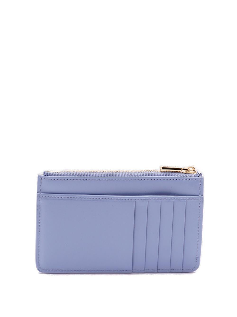 Shop Dolce & Gabbana Logo Embossed Zipped Wallet In Clear Blue