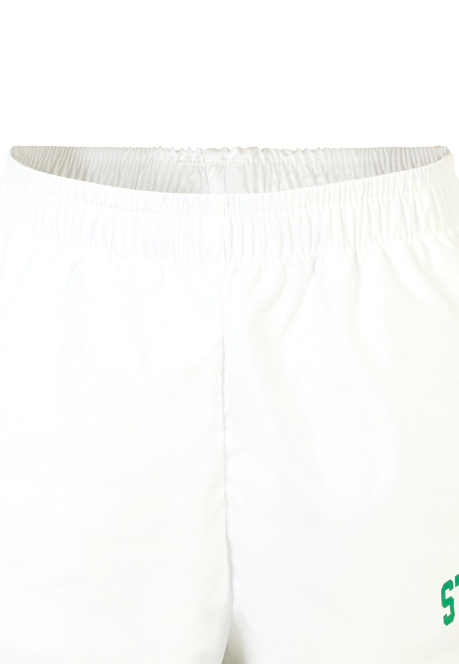 Mc2 Saint Barth White Beach Shorts For Girl With Green Logo In White