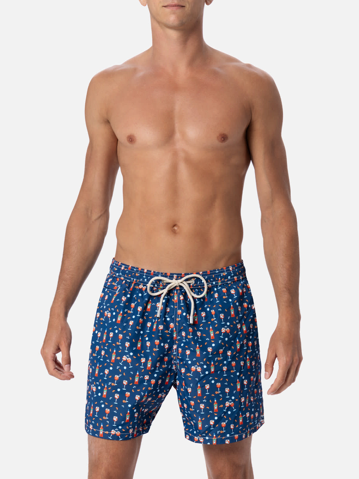 MC2 SAINT BARTH MAN LIGHTWEIGHT FABRIC SWIM-SHORTS LIGHTING MICRO FANTASY WITH APEROL SPRITZ PRINT APEROL SPECIAL ED
