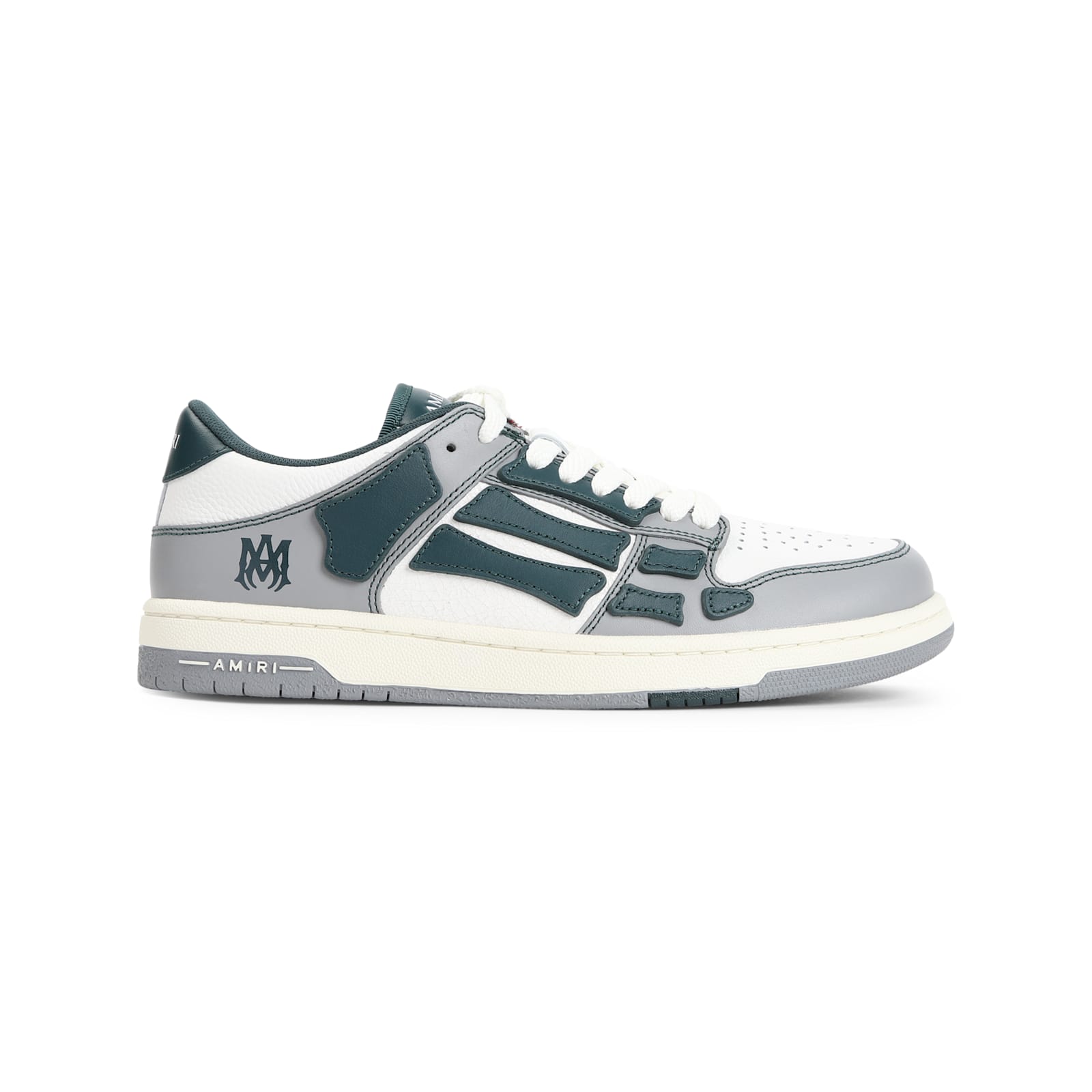 Amiri Skel Top Low Grey Sneakers With Logo Patch On Thetongue And Contrasting Details On The Side In Leath In Gray