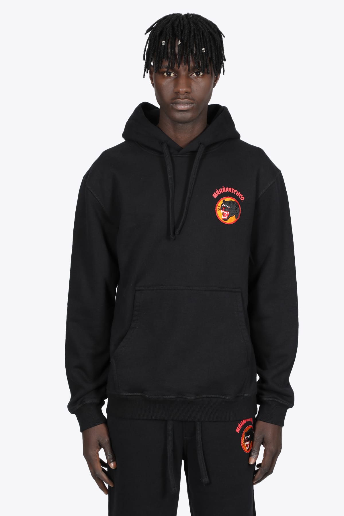 Maharishi Vintage Panther Path Hoody Black hoodie with panther patch