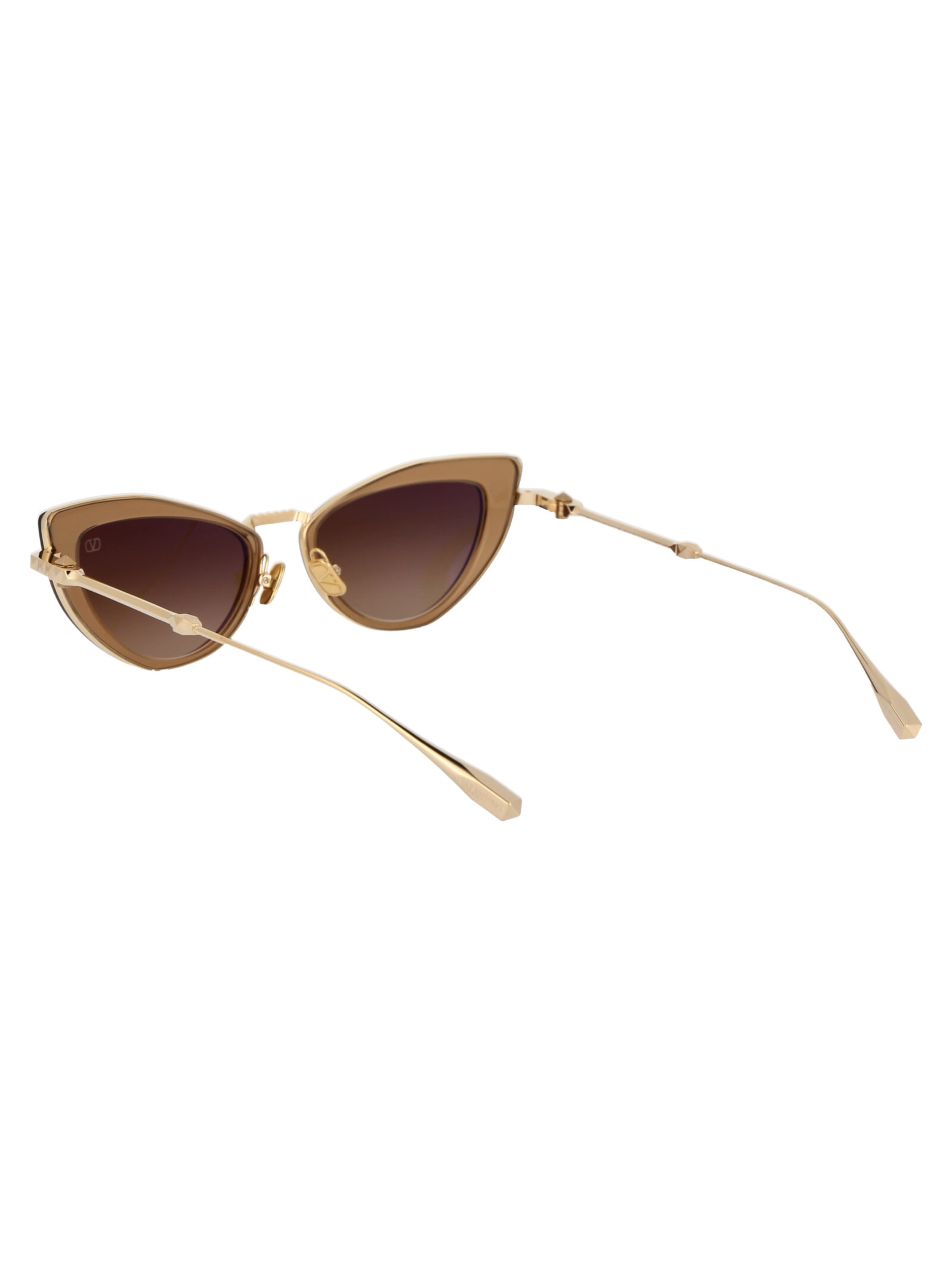 Shop Valentino Viii Sunglasses In Light Gold Crystal Medium Brown W/ Dark Brown To Light Brown
