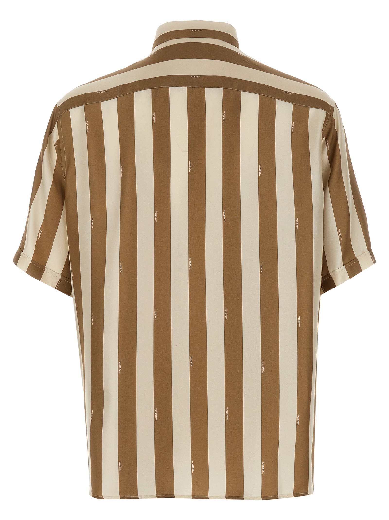 Fendi Beige Pequin Silk Shirt In Chantilly/nocciola