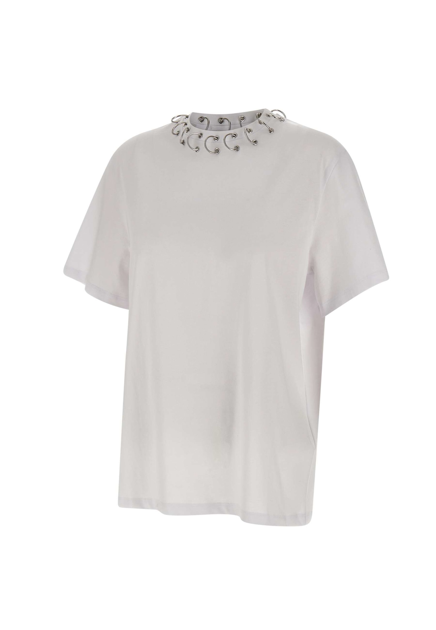 Shop Rotate Birger Christensen Oversize Ring Cotton T-shirt In White