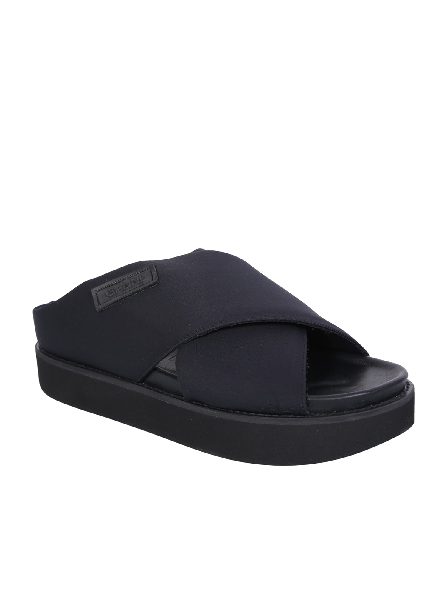 Shop Ganni Crossover-strap Sandals In Black