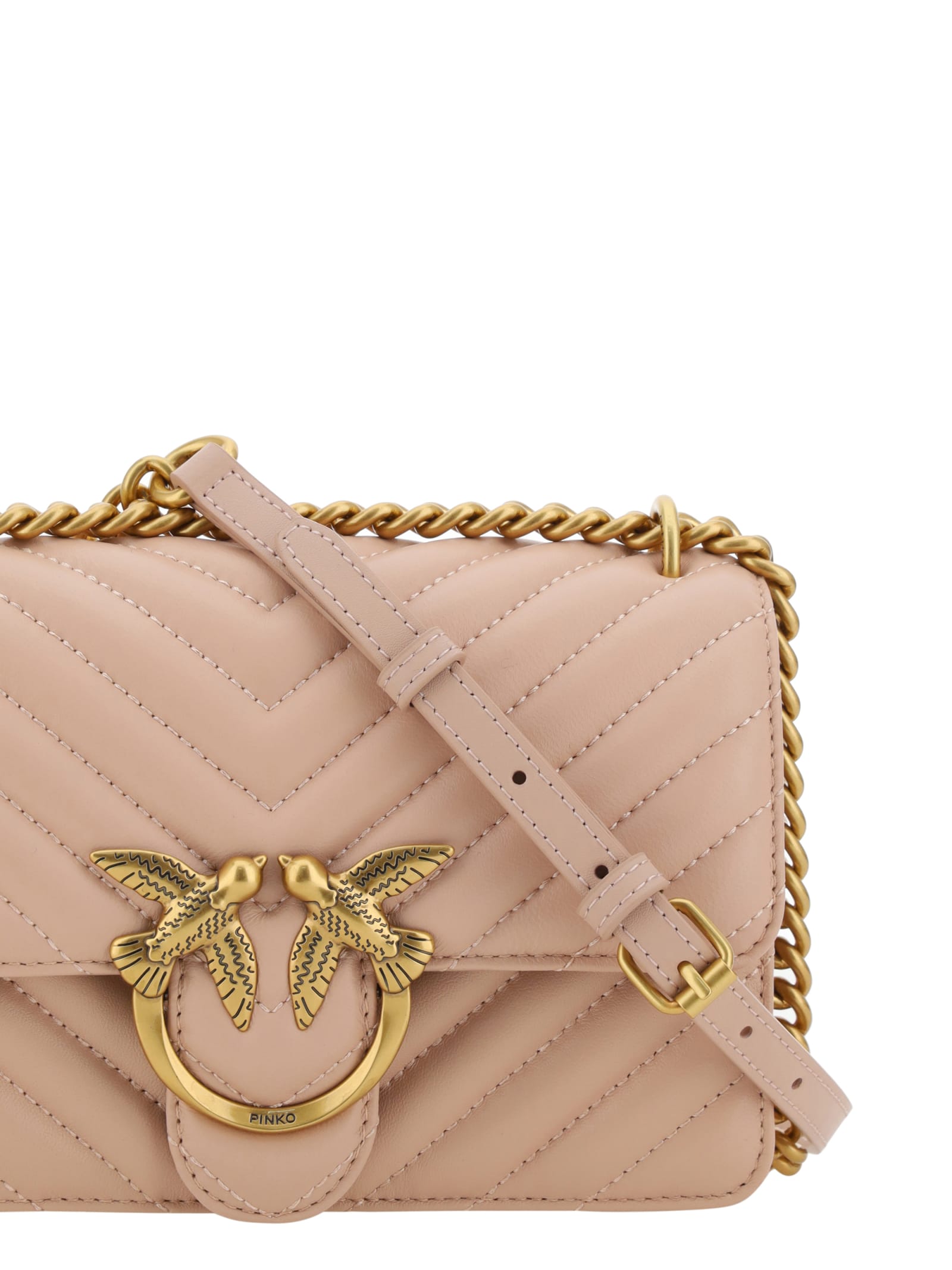 Shop Pinko Love Bag One Leather Mini In Pink