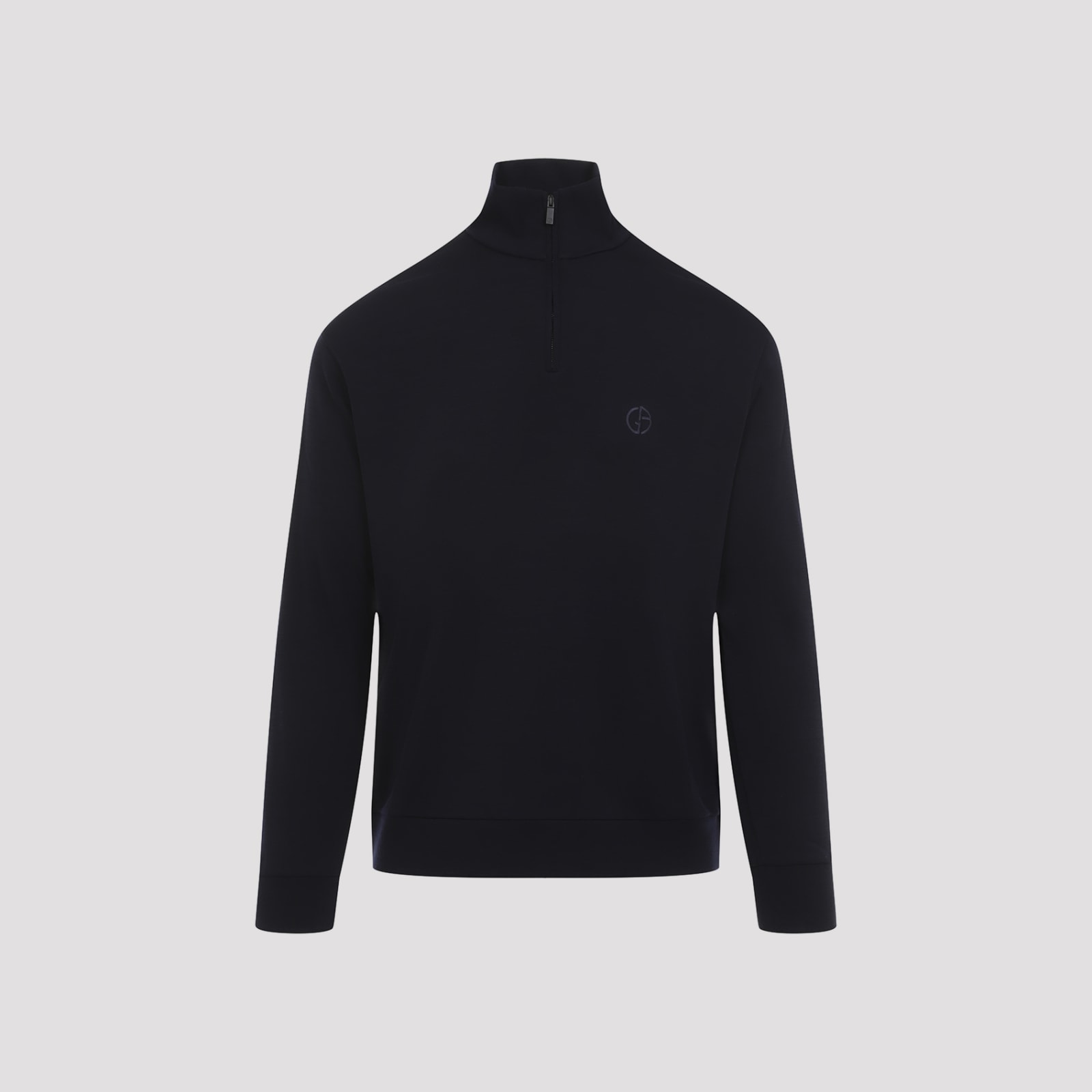 Shop Giorgio Armani Virgin Wool Pullover In Blue Navy