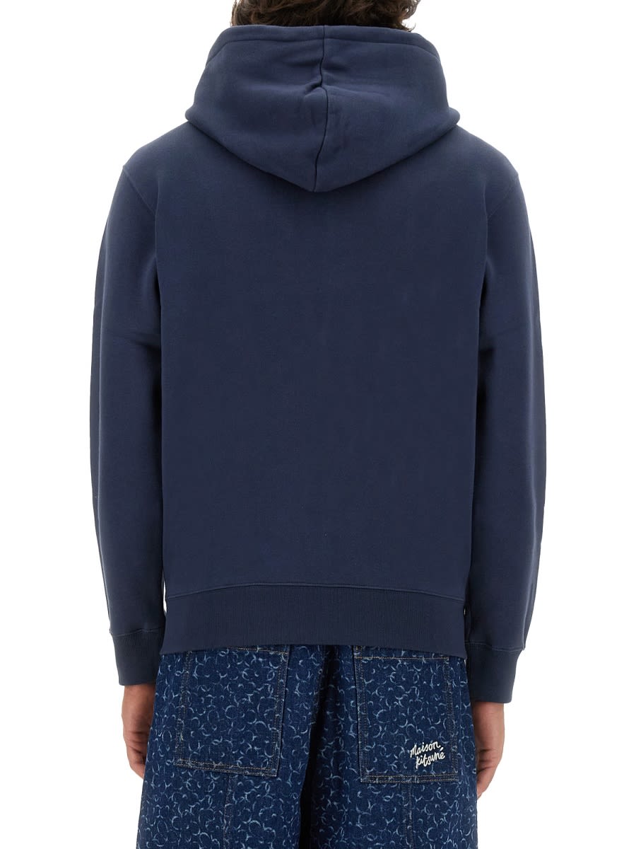 Shop Maison Kitsuné Sweatshirt With Fox Patch In Blue