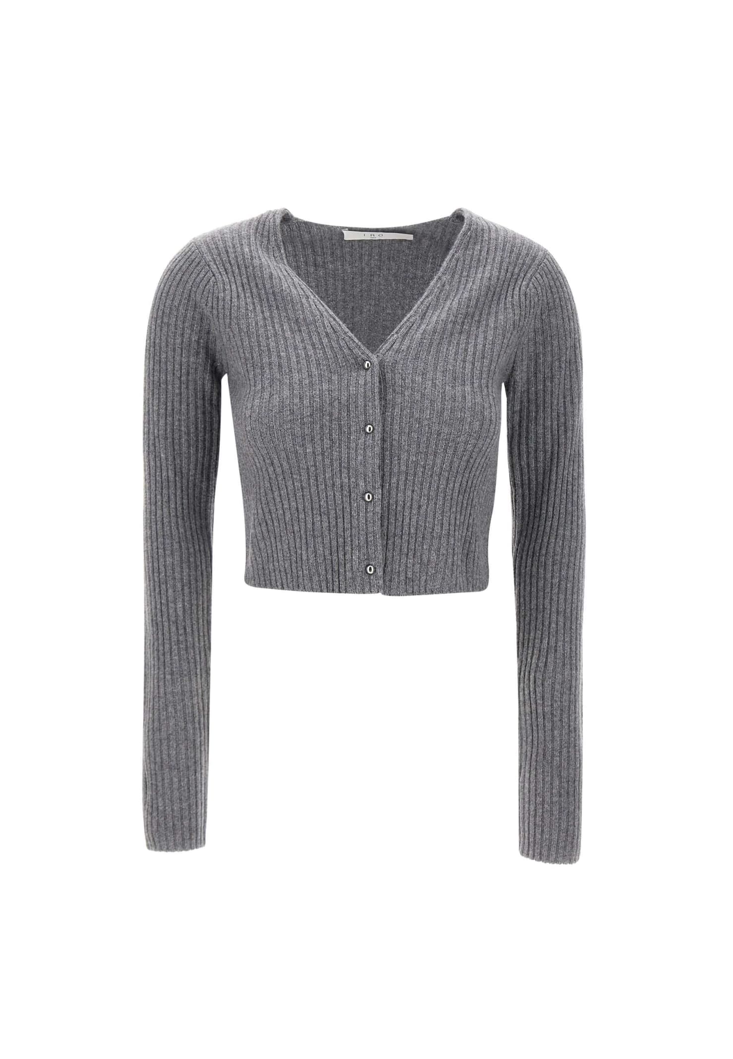 Iro Keyra Wool-cashmere Cropped Cardigan In Grey