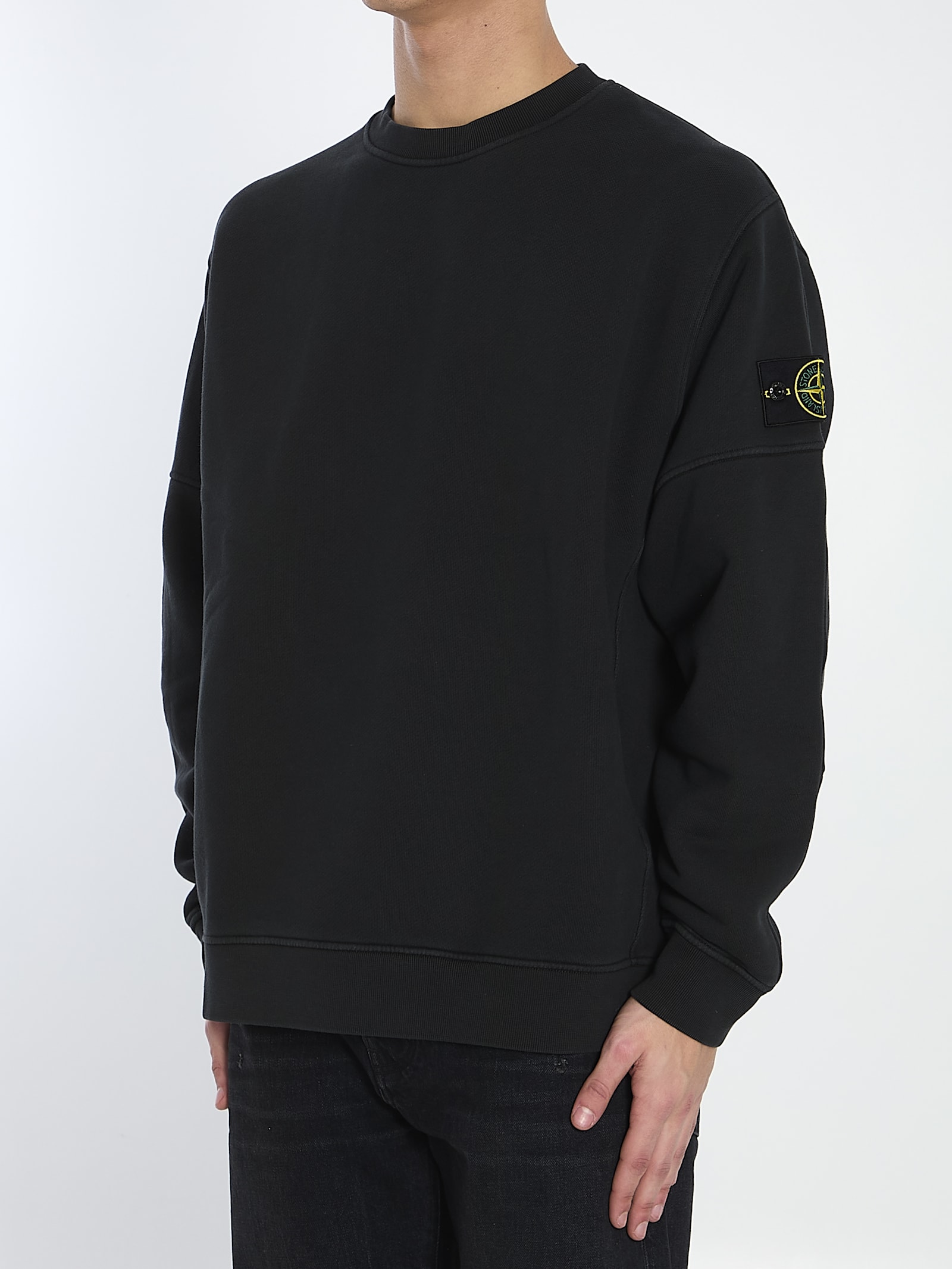 Stone Island Lightweight Wool Crew Neck Pullover In Black