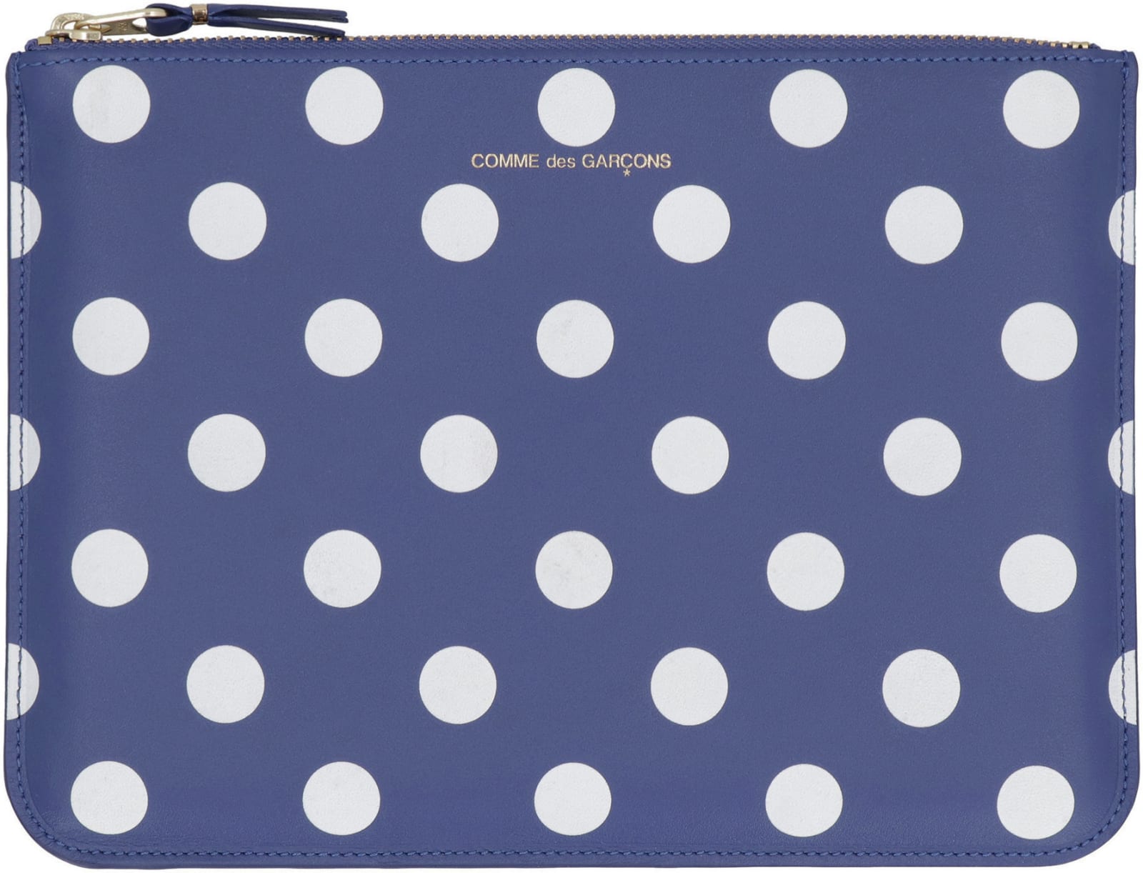 Comme Des Garçons Printed Leather Flat Pouch In Blue