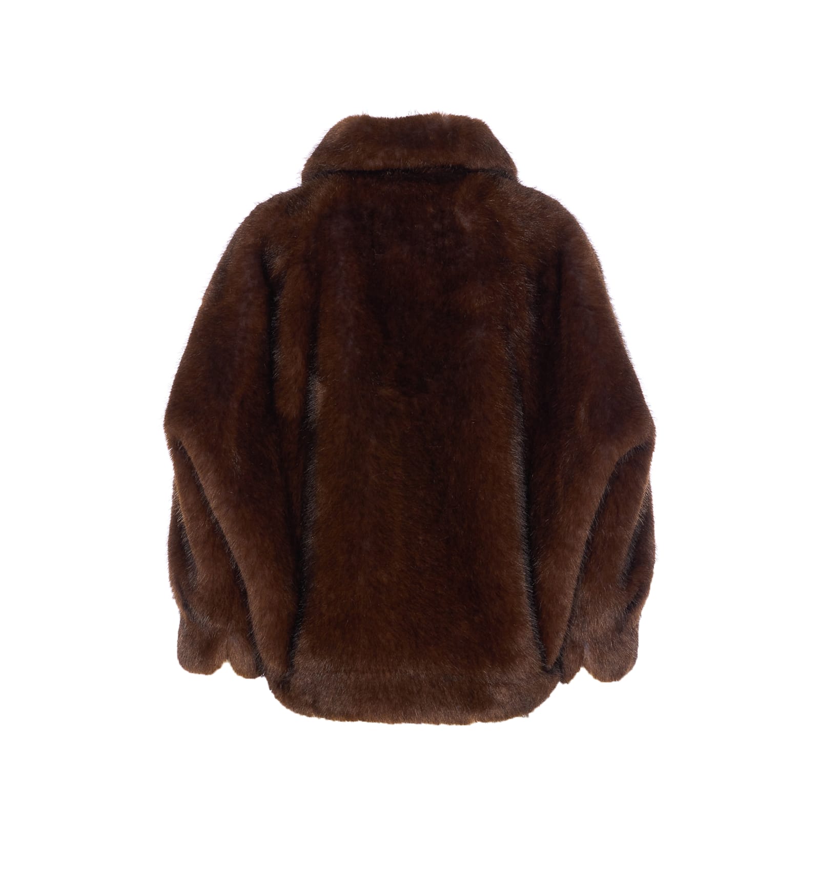 Valentini 1972 Faux-fur Collared Jacket In Brown