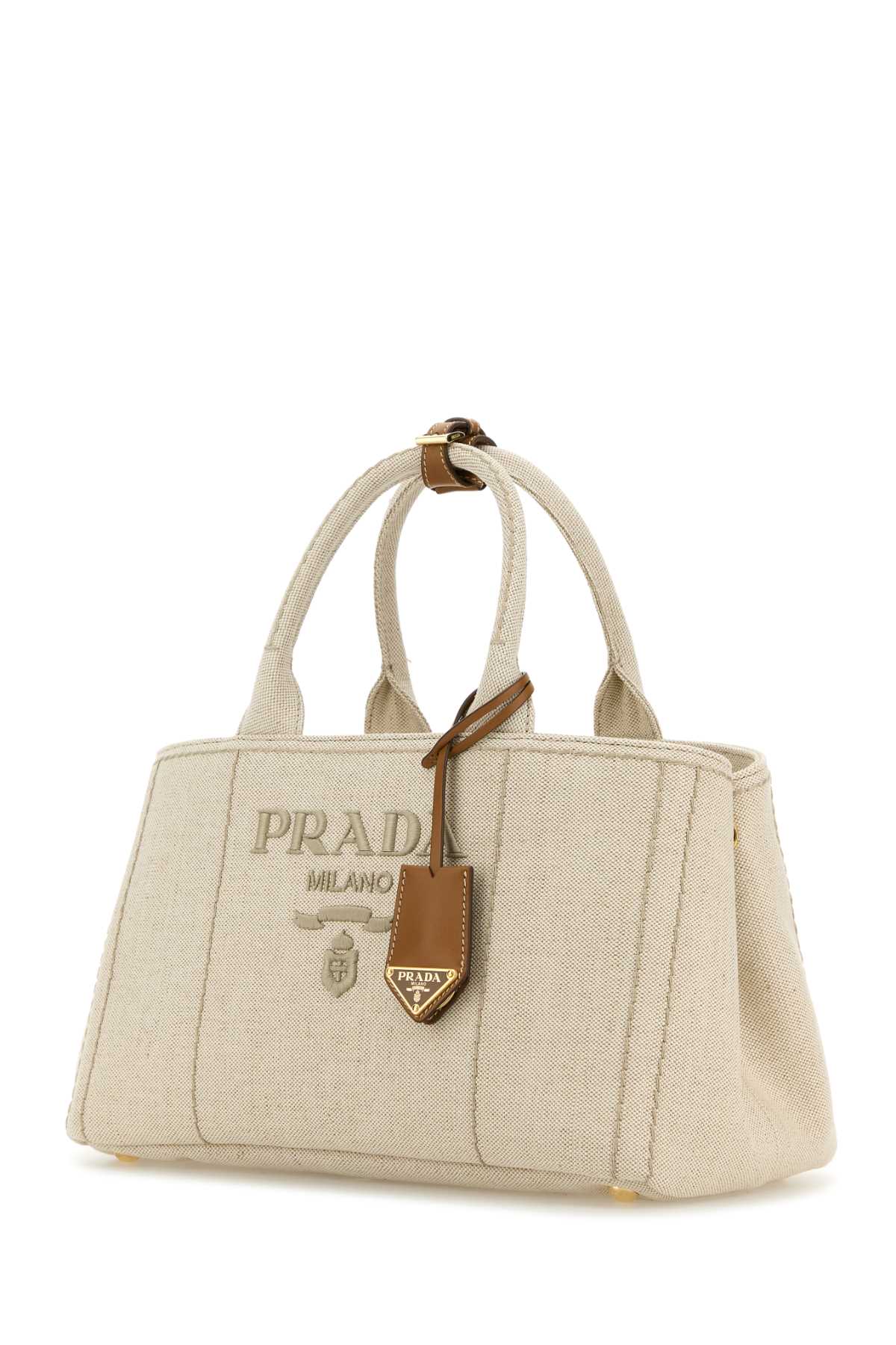 Prada Women's Sand Canvas Shopping Bag In Neutral