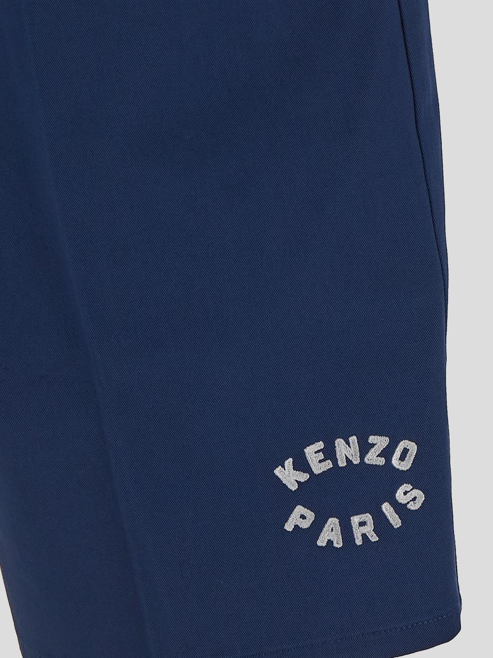 Shop Kenzo Logo Patch Bermuda Shorts In Blue