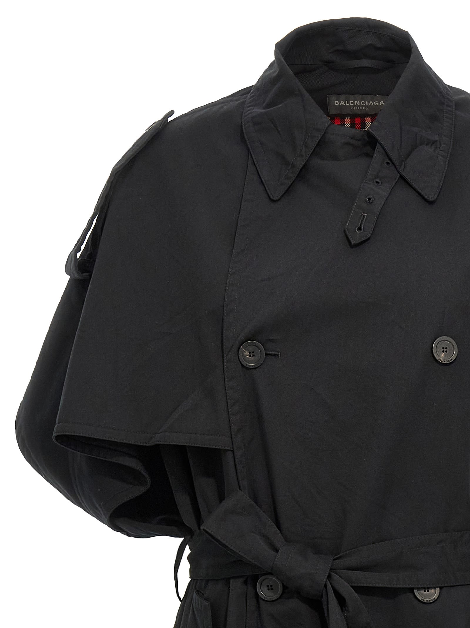 Balenciaga Stole Trench Coat Coats And Trench Coats Black In Black