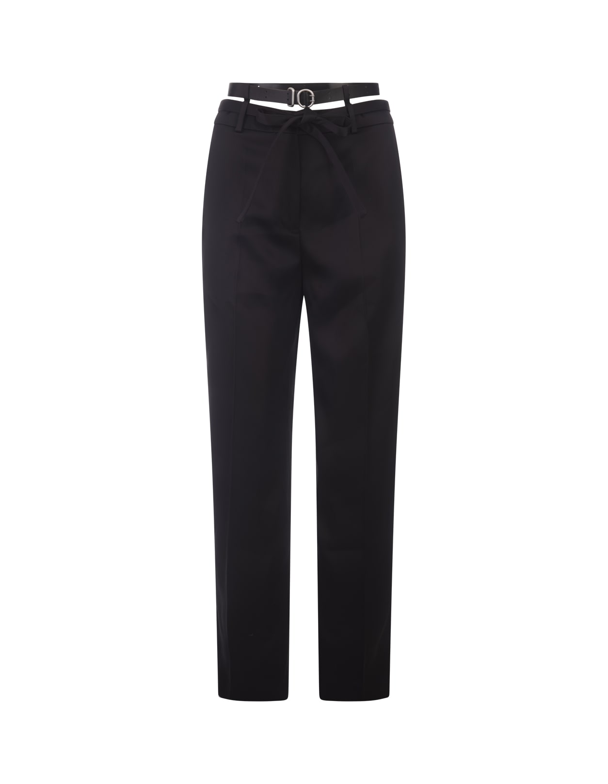 Shop Jil Sander Black Trousers With Belt