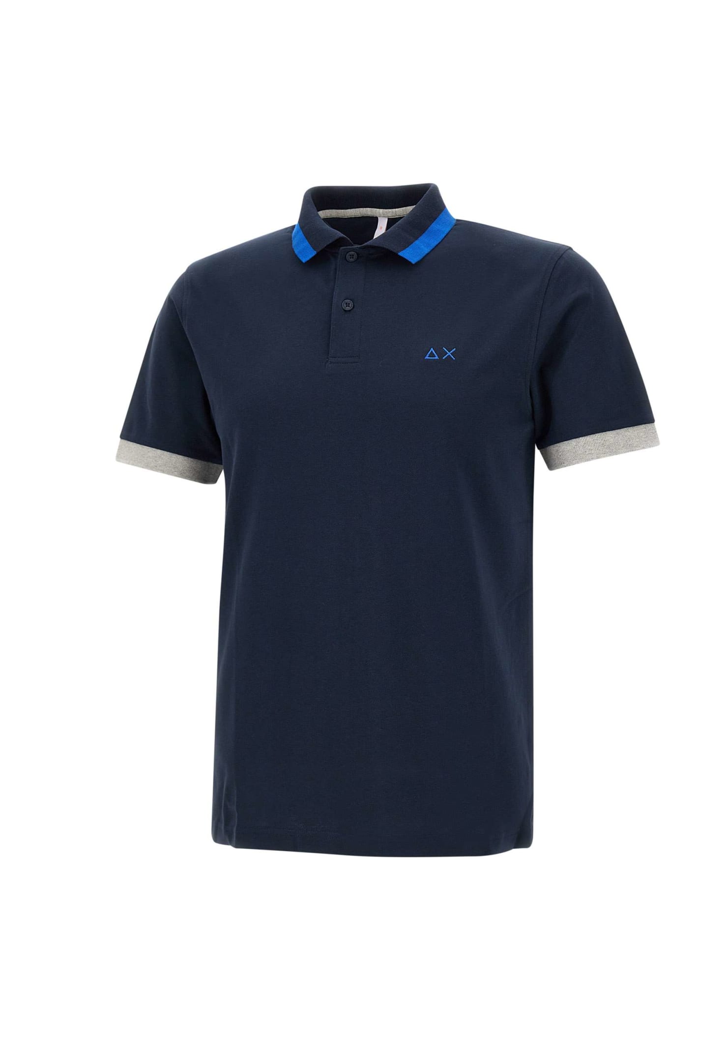 Shop Sun 68 Big Stripe Cotton Polo Shirt In Blue