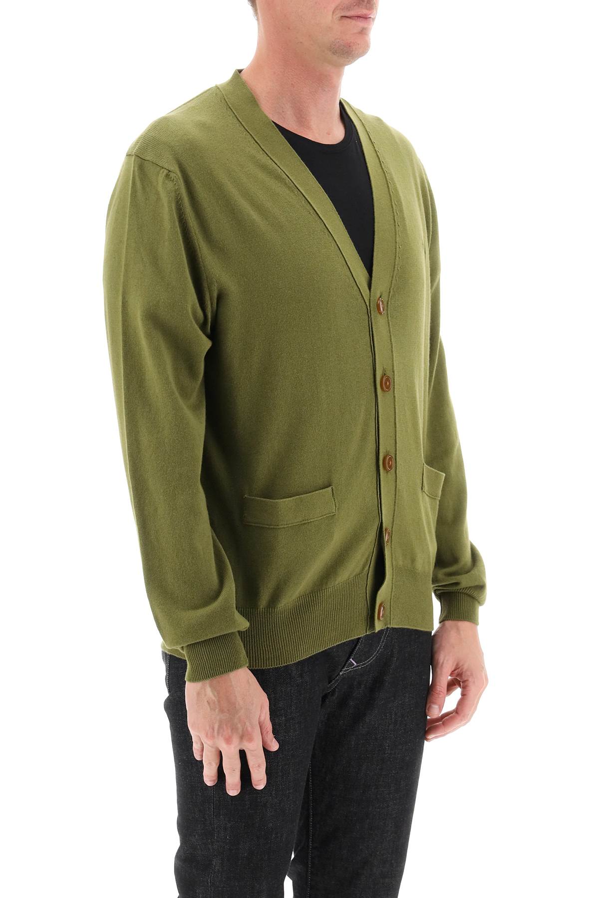 Shop Vivienne Westwood Cardigan With Orb Embroidery In Sage (green)