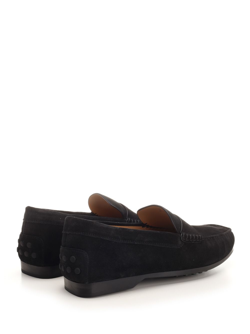 Shop Tod's Dark Brown Suede Loafers In Black