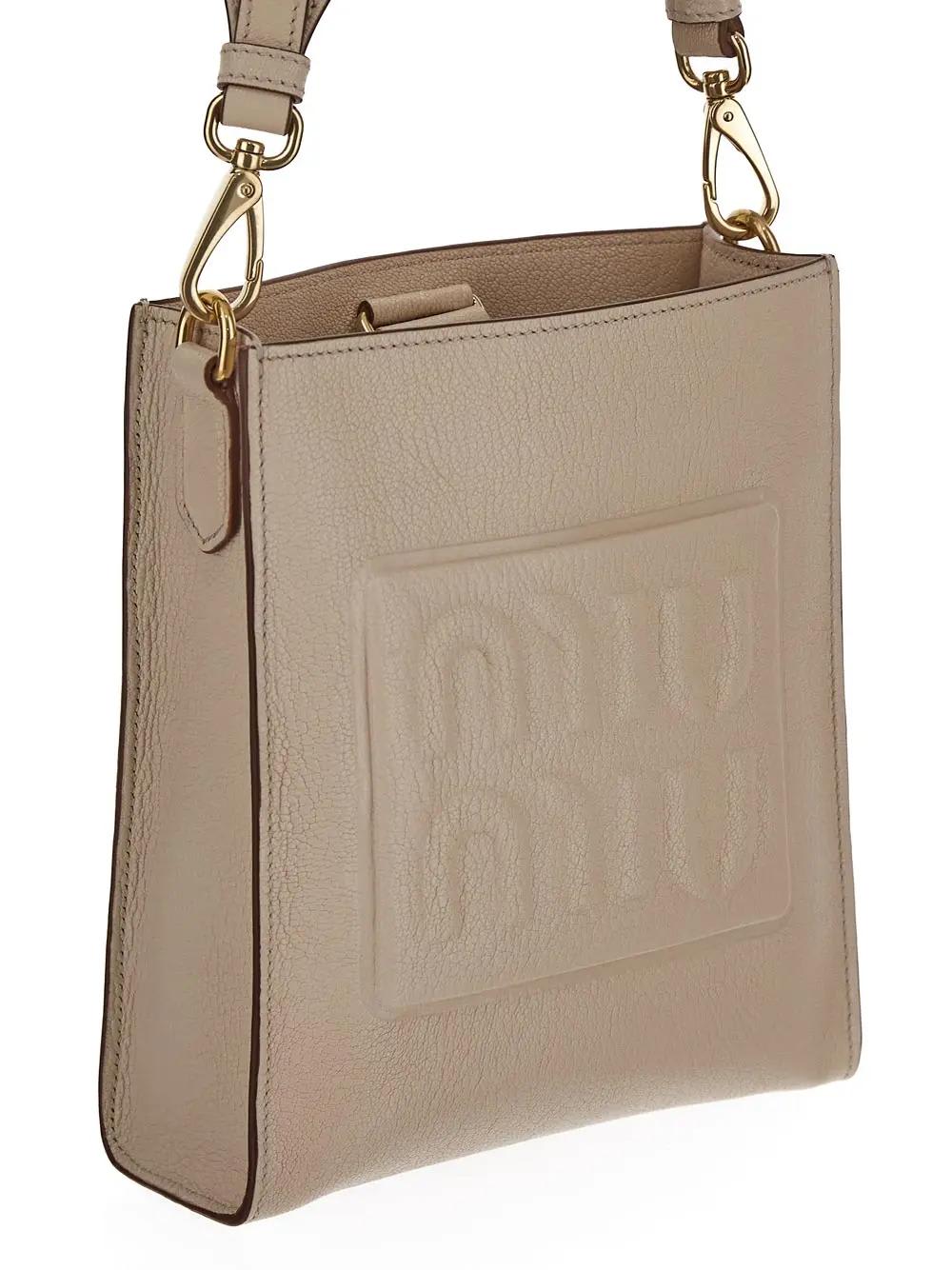 Shop Miu Miu Leather Bag In Ivory