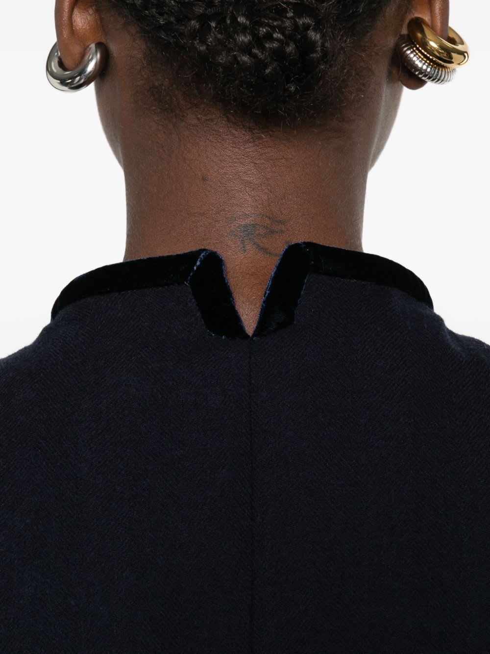 Emporio Armani Double-breasted Cropped Wool Blazer In Black