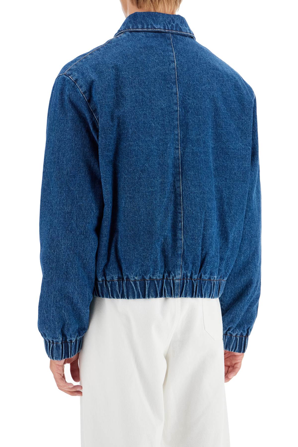 Shop Ami Alexandre Mattiussi Denim Bomber Jacket For In Bleu Used (blue)