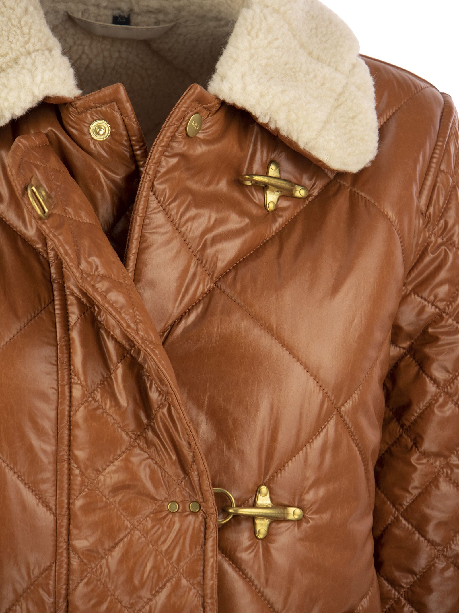 Shop Fay 3 Quilted Hooks With Shearling Effect Inserts In Caramel