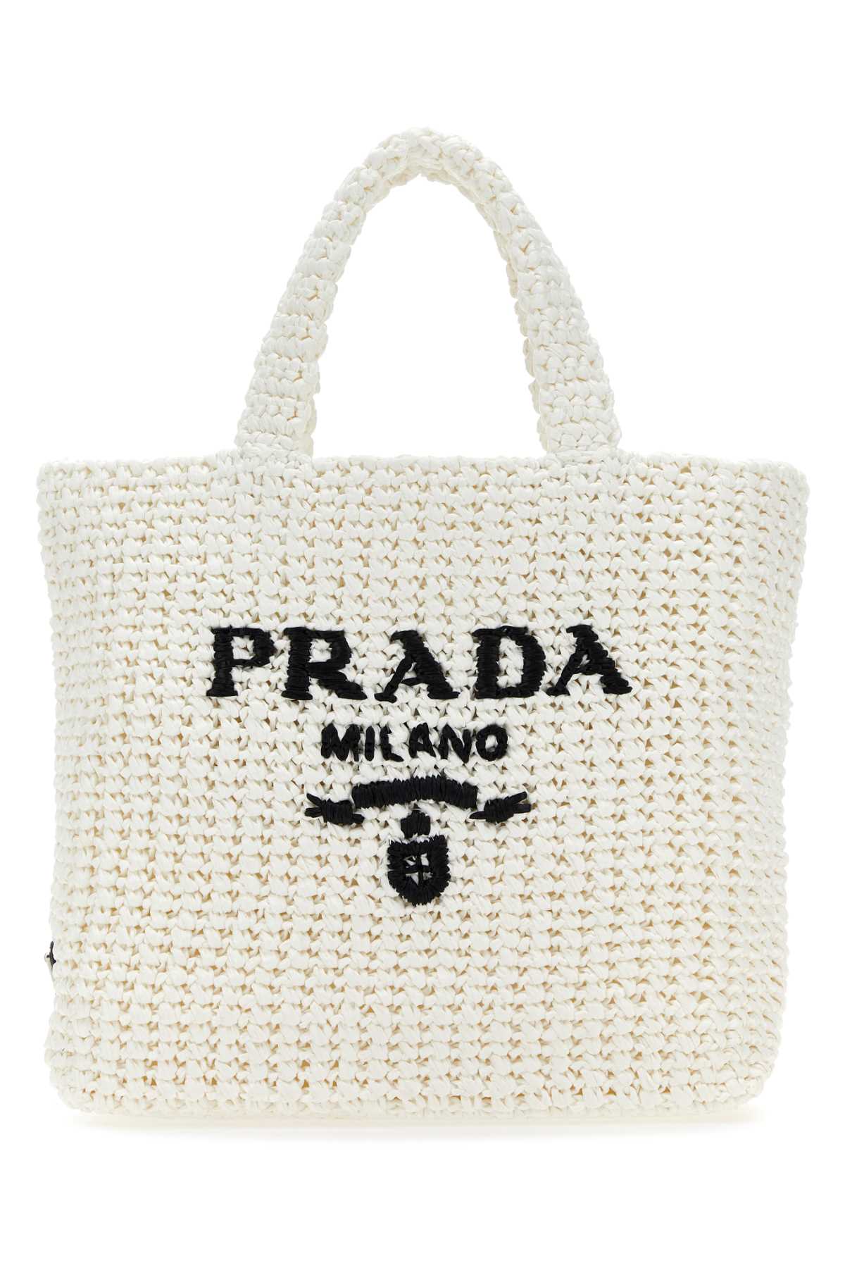 Shop Prada White Straw Handbag In Bianco