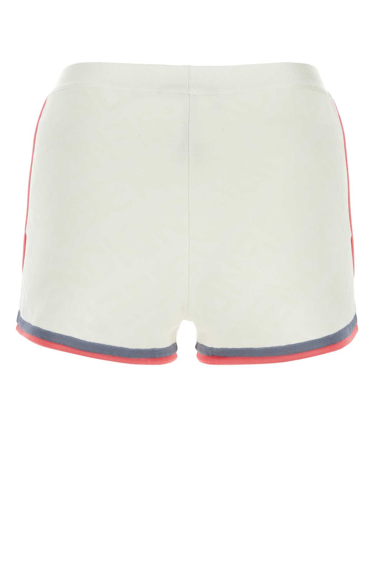 Shop Fendi Ivory Viscose Blend Shorts In White