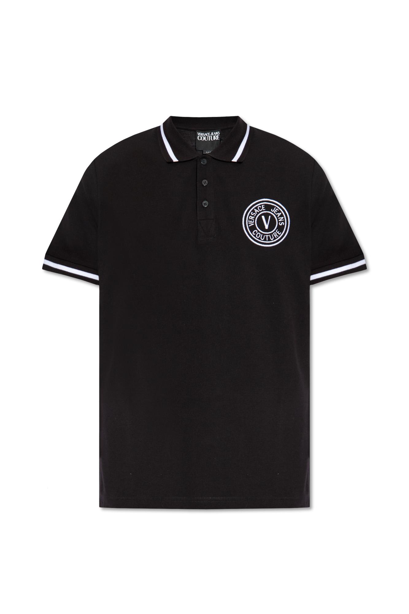 Shop Versace Jeans Couture Polo Shirt With Logo In Nero