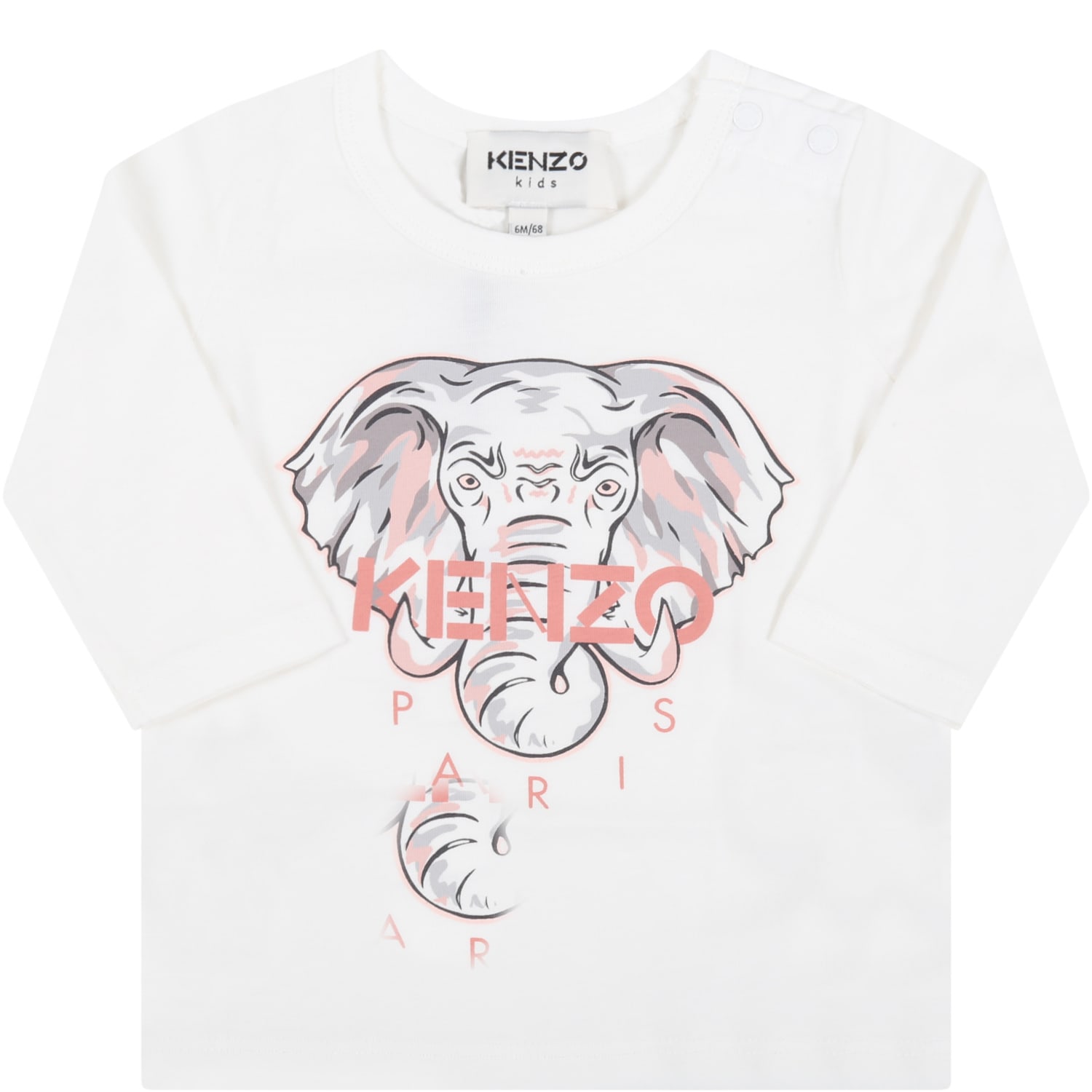 Kenzo Kids White T-shirt For Baby Girl With Elephant