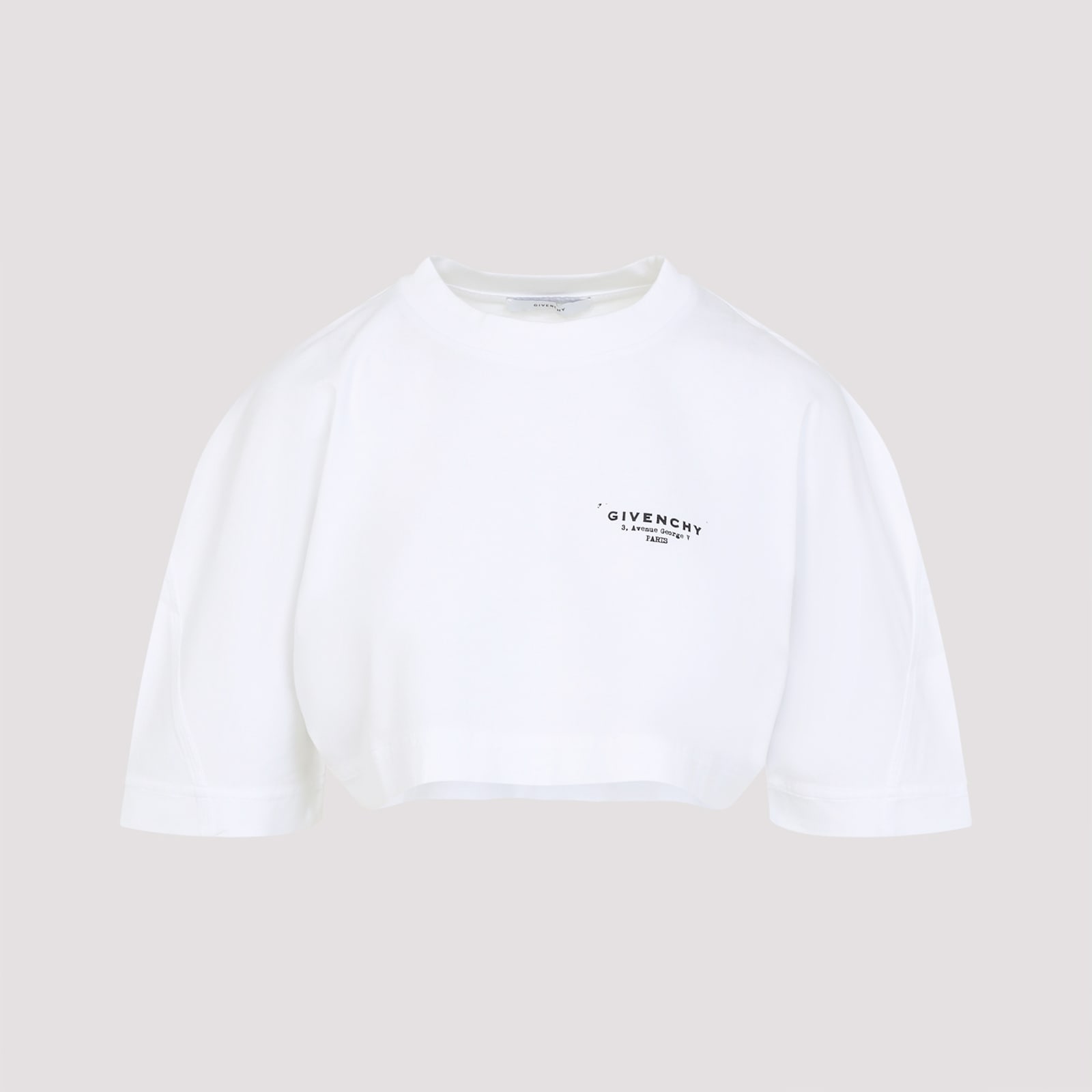 Givenchy Cropped Fit T-shirt In Cotton With Stamp Print Clothing In White