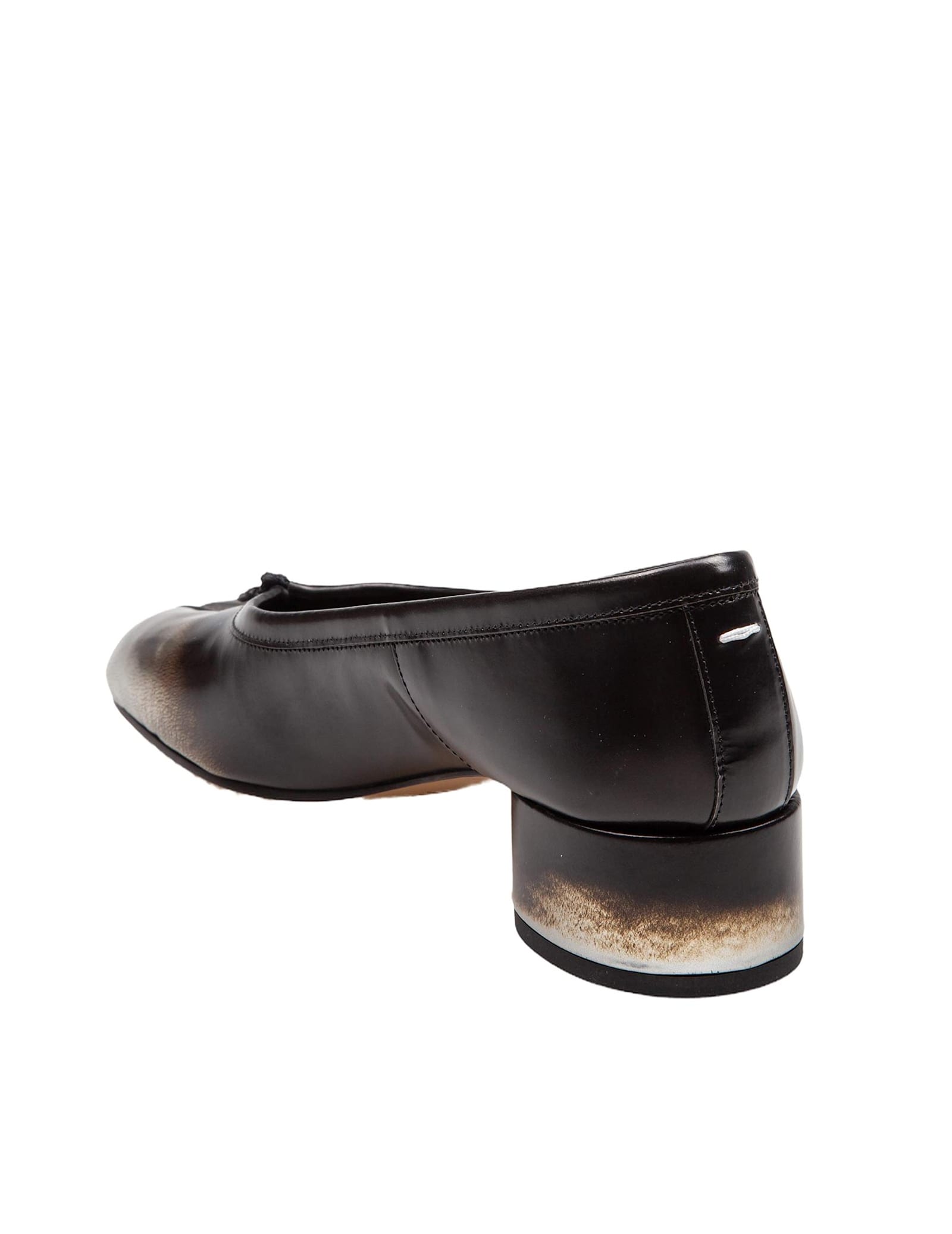 Shop Maison Margiela Tabi Ballerina In Metallic Leather In Black / Multiple