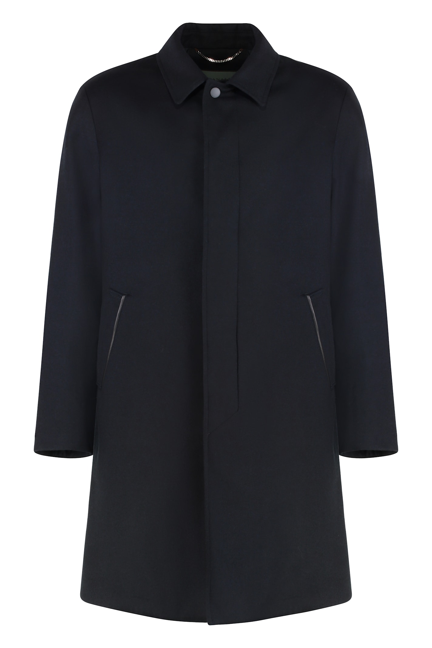 Canali Single-breasted Wool Coat In Blue