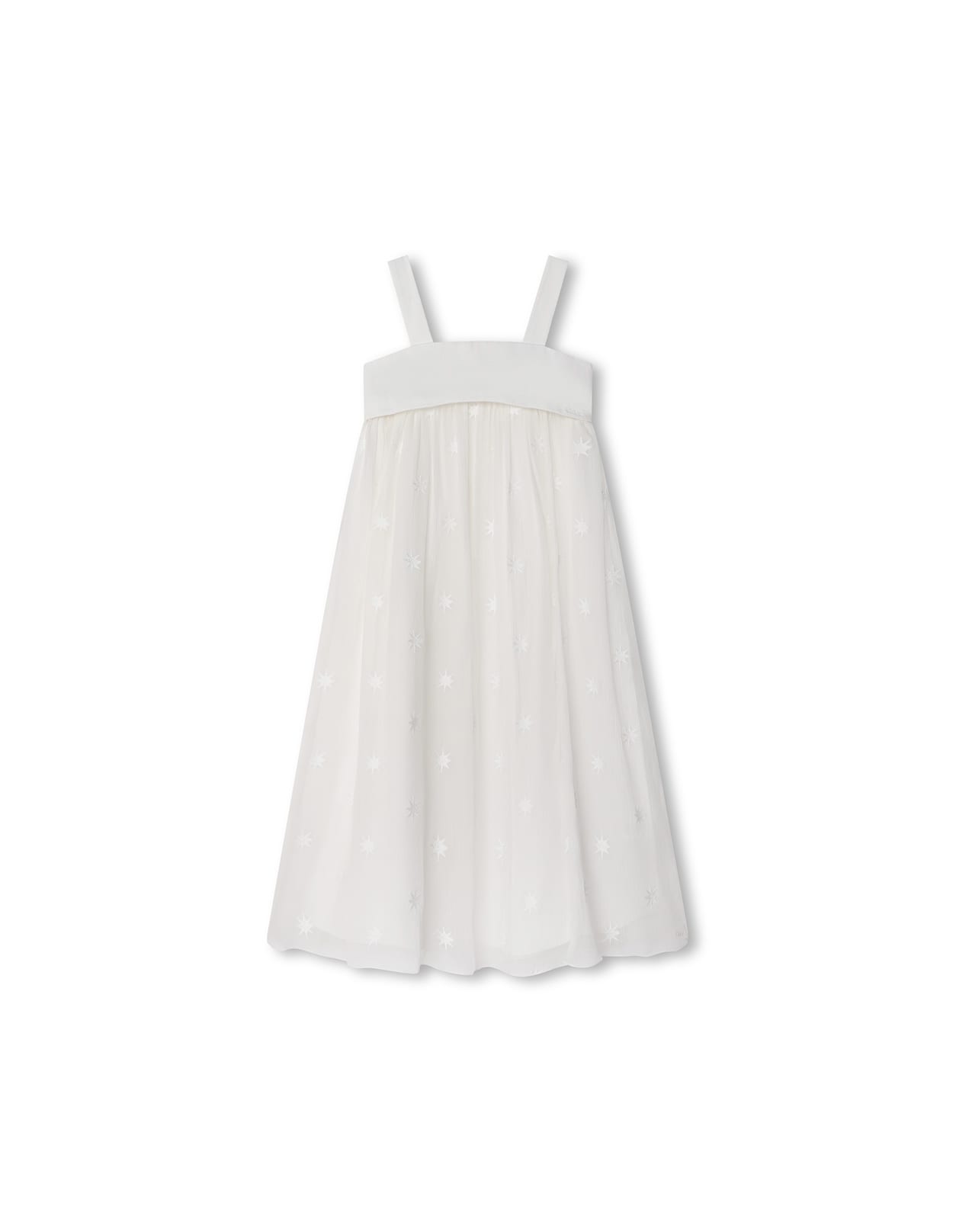 Shop Chloé White Silk Dress With Stars Embroidery