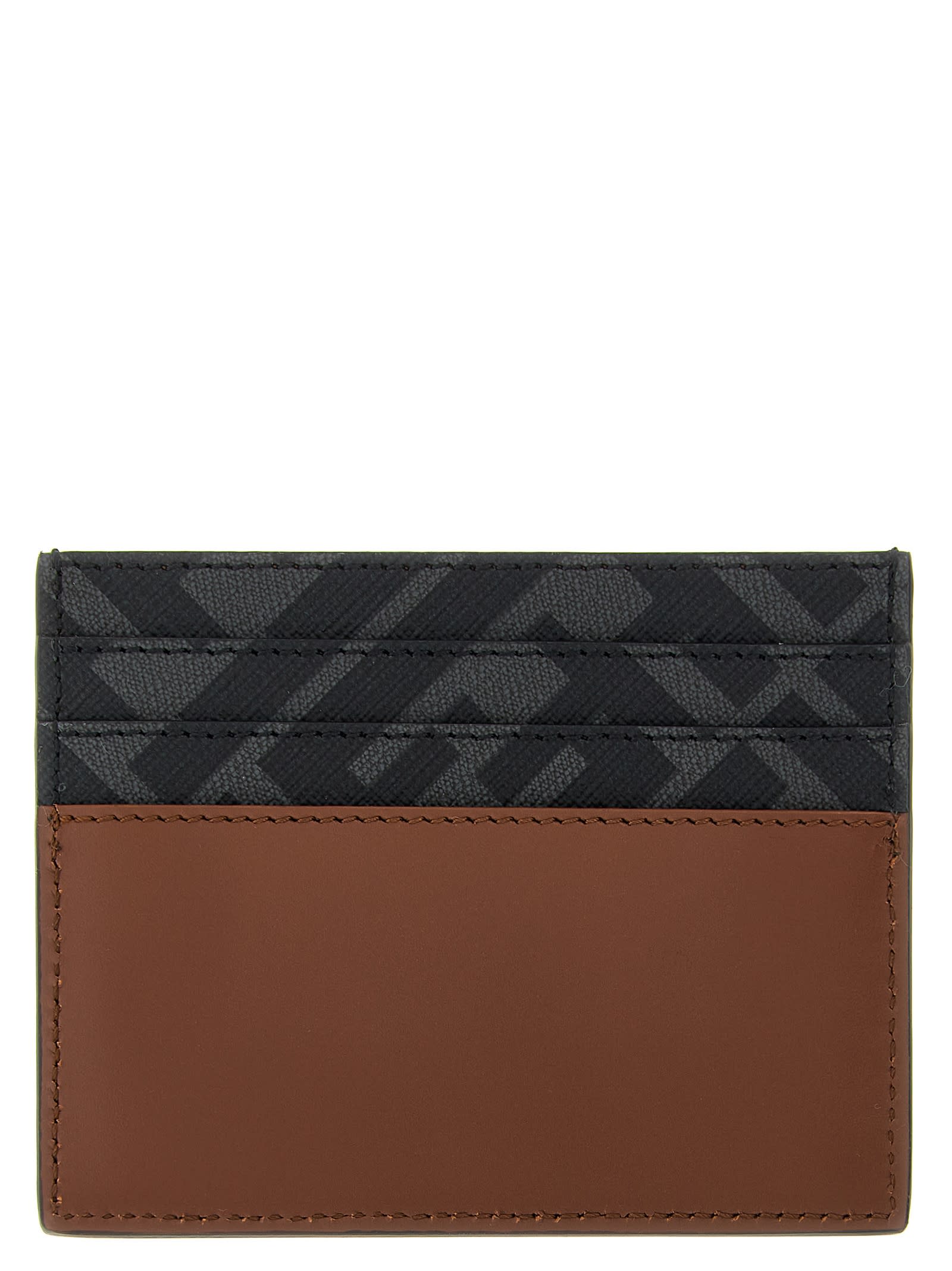 Fendi Leather And Ff Canvas Squared Card Holder