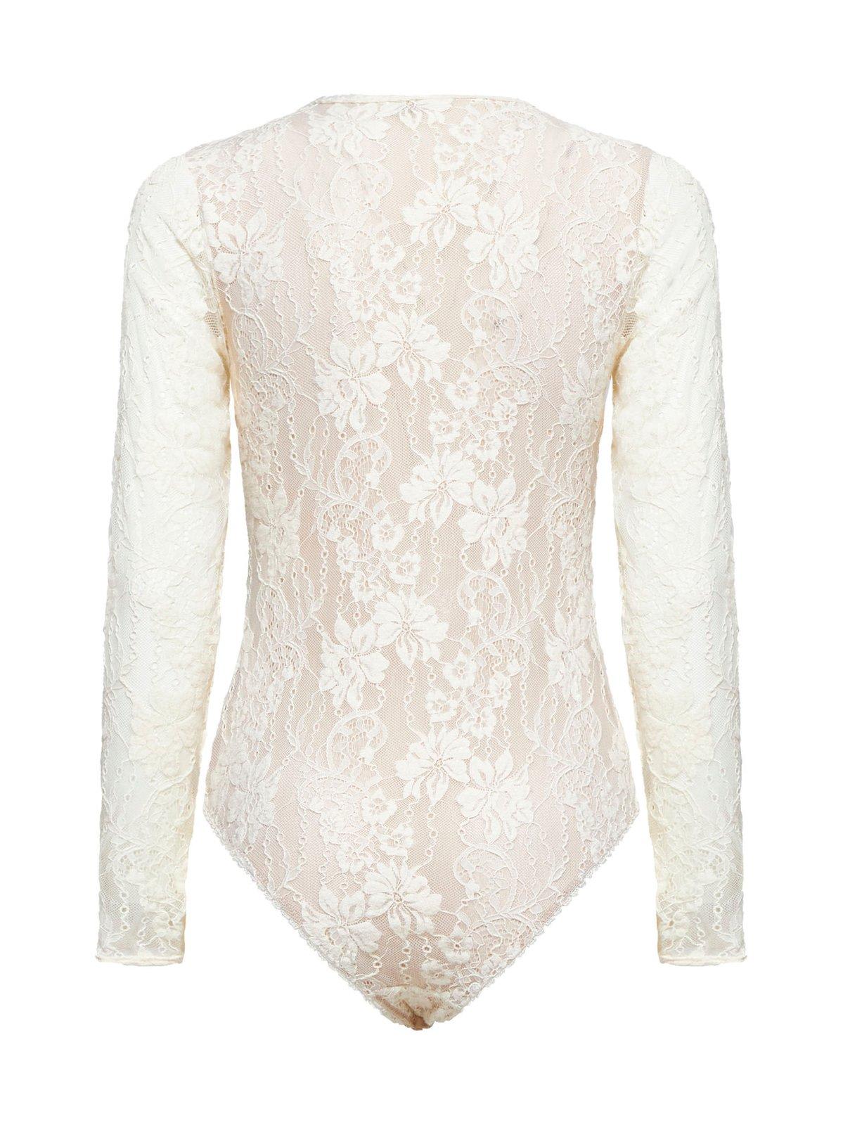 Shop Zimmermann Long-sleeved Laced Bodysuit In Natural