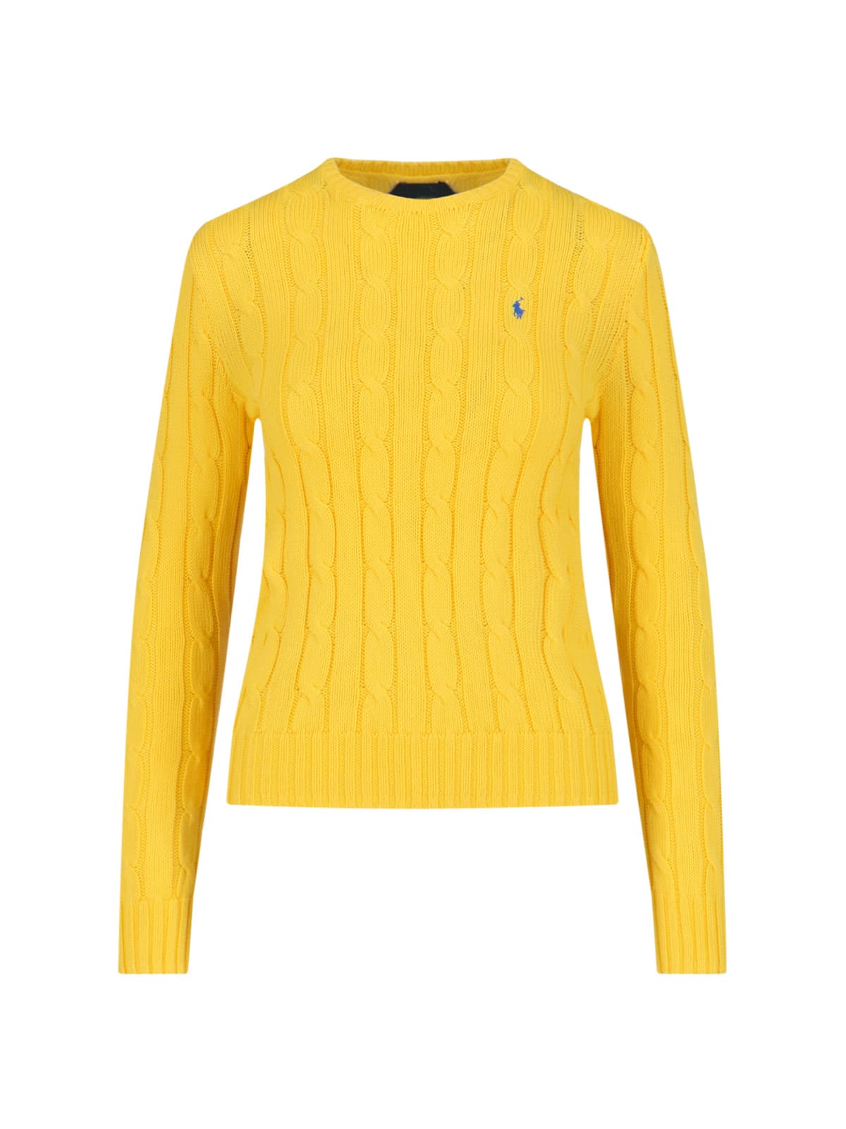 Shop Polo Ralph Lauren Logo Crew Neck Sweater In Yellow
