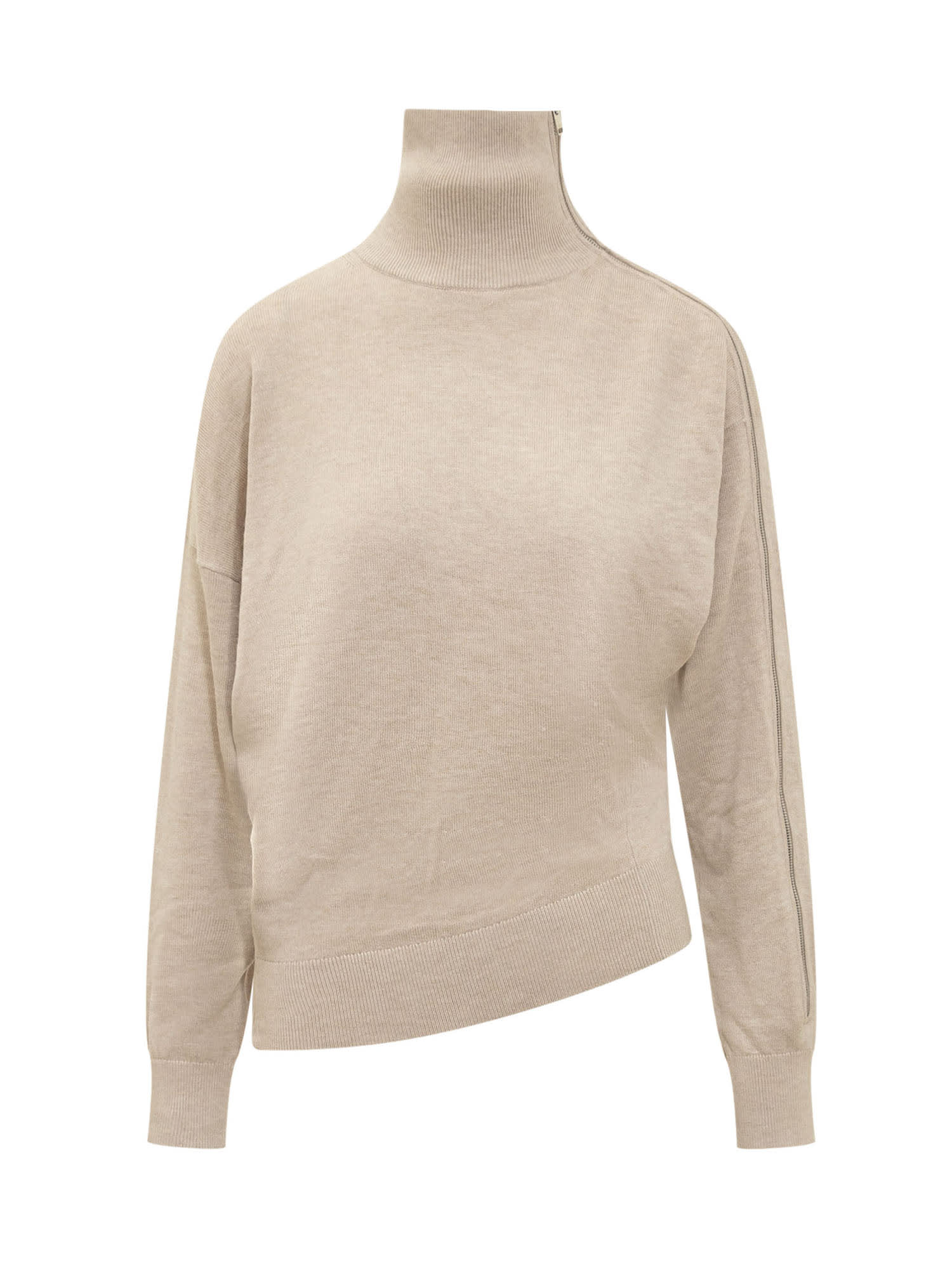 Isabel Marant Asymmetric-hem Roll-neck Jumper In Beige