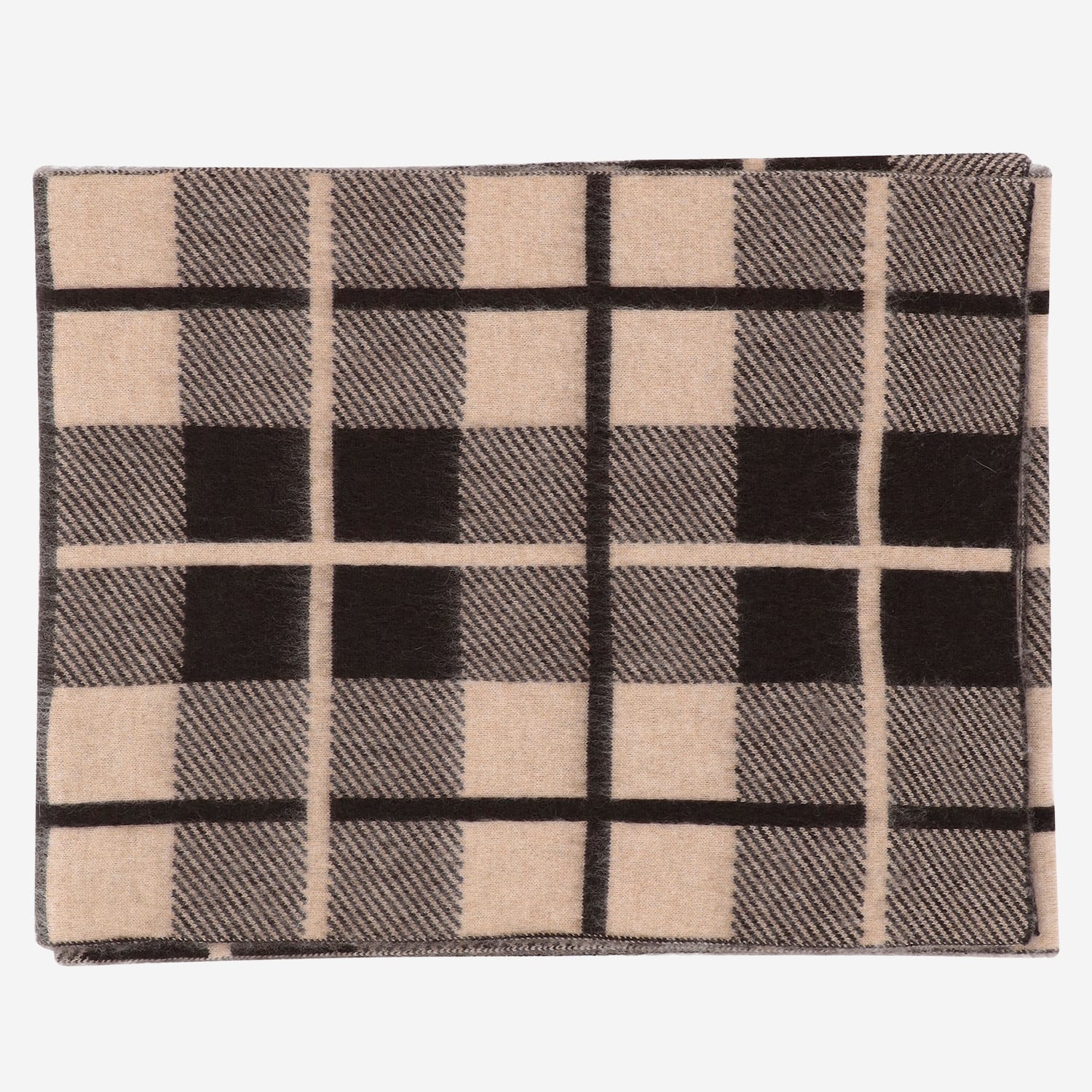 Guest In Residence Wool And Cashmere Scarf With Check Pattern In Brown