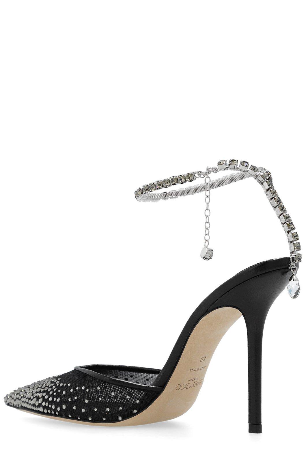 Shop Jimmy Choo Embellished Pointed-toe Pumps In Black Smoke