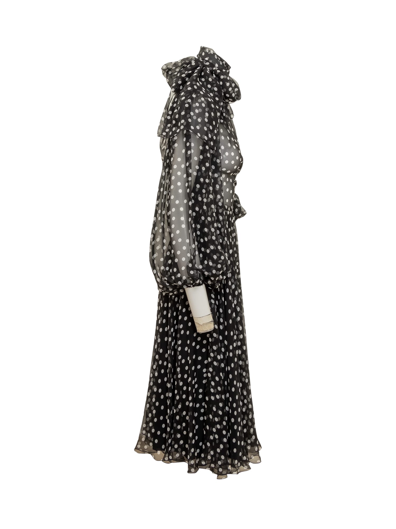 Shop Dolce & Gabbana Longuette Dress In Pois Bianco Fdo Nero