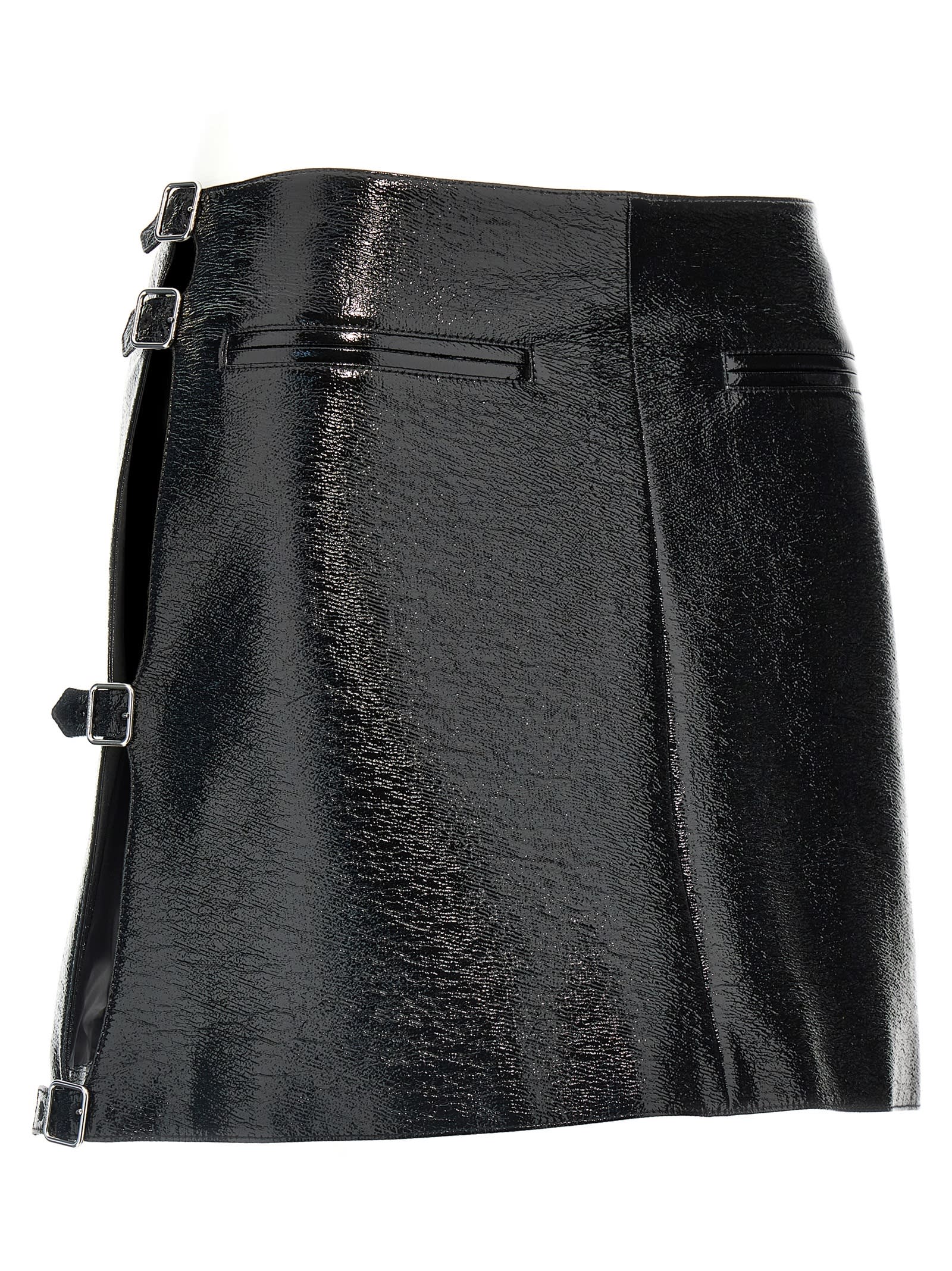 Courrèges Multi Sangle Vynil Mini Skirt In Black