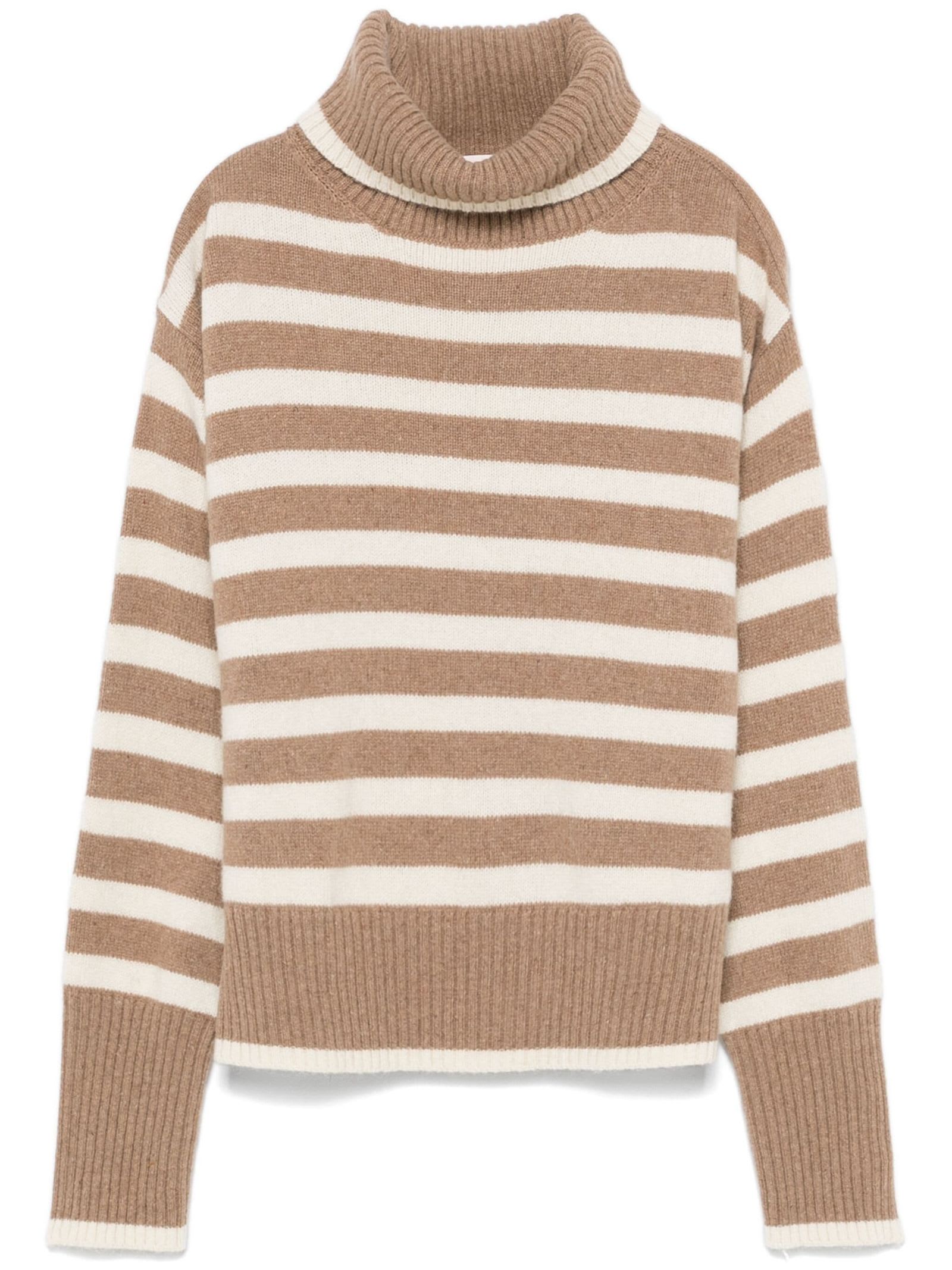 SEMICOUTURE STRIPED CASHMERE TURTLENECK SWEATER 