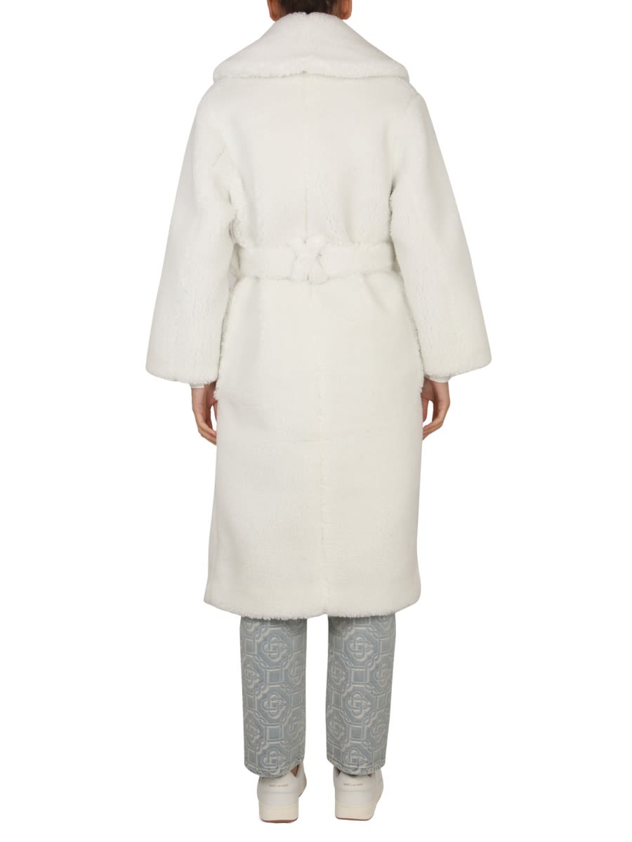 Shop Casablanca Shearling Coat In White