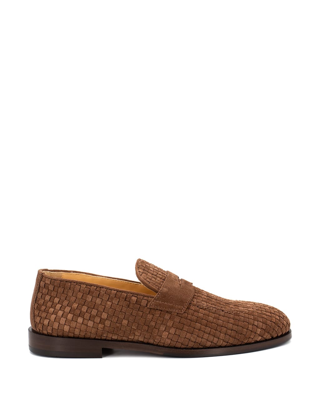 Brunello Cucinelli Suede Loafer With Interwined Motif In Brown