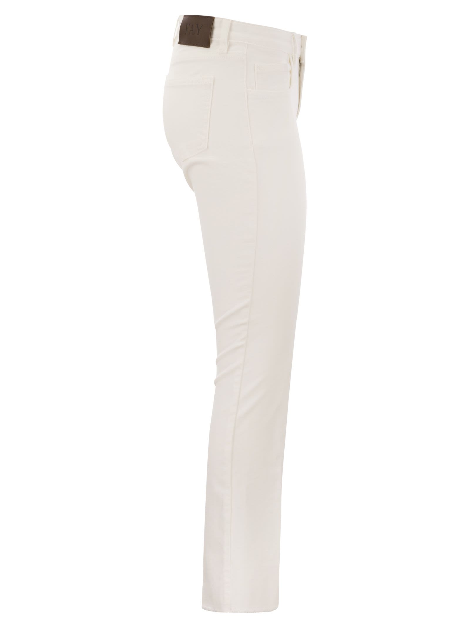 Shop Fay 5-pocket Trousers In Stretch Cotton. In Bianco